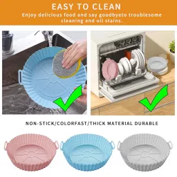 3Pcs air fryer liners reusable Air Fryer Silicone Pot Air Fryer Silicone Liners Round Fits 3.6 To 6.8QT Air Fryer Non Stick Air Fryer Basket Oven Accessories image 4