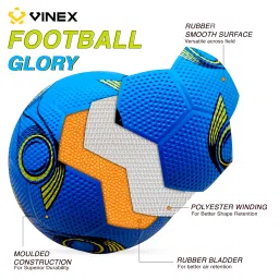 Vinex Glory Football Size 5 – Moulded Rubber Football with Golf Ball Texture | Durable Polyester Winding | High Grip, Elasticity & Rebound Performance – 1 Pc, 425gm image 3