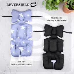 Universal Baby Pushchair Mesh Pram Stroller Back Support Seat Liner, Newborn All Seasons Breathable Cushion Non-Slip Reverse Side Seat Pad Pillow Accessories Star Print Design - Graycolor. image 3