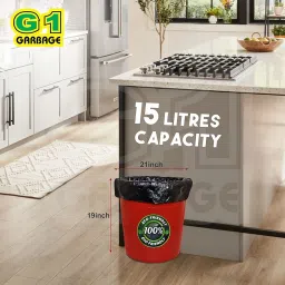 G1 Garbage Dust Bin Bags, 19x21 inches, 30 Pieces, Black, for Home and Commercial Use, Set of 4 image 2