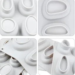 FirstTry Painting Art Stone Mold I 3D Goose CobbleStone Shape Pebble Silicone Plaster Concrete Mould I for DIY Handmade Jelly Cakes Dessert Candy Pastry Polymer Soap Resin Muffin Cupcake Décor (3 Cavity) image 2