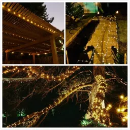 AERYS Solar Fairy String Light 200 LEDs 20 Meter Inbuilt Rechargable Batery IP65 Waterproof 8 Mode Copper Wire for Garden Yard Balcony Diwali Christmas Party & Home Decor Led Light image 4