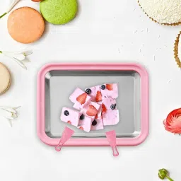 VBM Instant Ice Cream Maker Plate with 2 Scraper Stainless Steel Tray Cream Roll Maker Dessert Summer Cold Plate Anti-Griddle Pan Frozen Yogurt, Sorbet, Gelato, Healthy And Fun (Pink) image 2