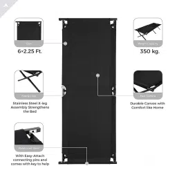 UNIQUE EMPIRE Camping Cot Ultralight Folding Tent, Outdoor and Indoor Portable Folding Bed,for Home, Office, Lawn, Picnic, Camping Purpose (74 x 24 x 17 Inches), (1 pc, Multicolor) image 5