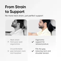 Frido Mini Car Neck Pillow | Compact Ergonomic Memory Foam | Relieves Neck & Shoulder Strain | Ultrasoft Neck Rest Pillow for Comfortable Rides | Breathable Microfiber | Washable Velvet Cover | Black image 2