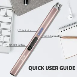 IUIRE Candle Lighters Electronic Arc Windproof Flameless USB Rechargeable Lighter (2 Pack - Black&Rose Gold) image 2