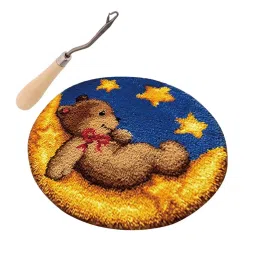 CALANDIS™ Latch Hook Rug Kits DIY Bear Craft Embroidery Cushion W/Wood Crochet Hook | Latch Hooking Kits | Latch Hooking | Rug Making | Needlecrafts & Yarn image 1