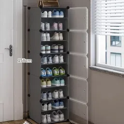 Zemic Plastic Shoe Rack Organizer - 30 Pair Tower Shelf Storage Cabinet Stand Expandable for Heels, Boots, Slippers (Grey) image 1