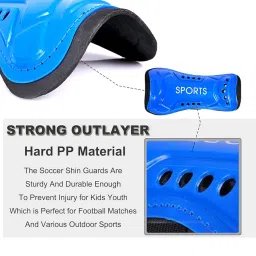 Soccer Shin Pads, Kids Soccer Shin Guards Board, Perforated Breathable & Protective Gear, Sports Safety Legs Shinguard Protector for 3-6 Years Teenagers (Blue) image 1