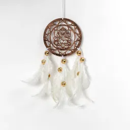 ILU® Car Hanging Dream Catcher Fancy Lord Ganesha Car Hanging Car Rear View Mirror Decor Ornament Ganeshji Car Hanging ~ Handmade Wall Hangings, Garden, Car, Outdoor, Bedroom, White Feathers image 5