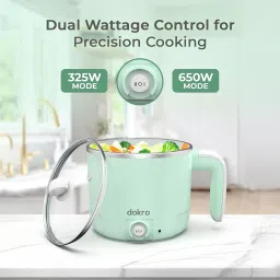 Dokro Multi Cookpot Electric Kettle, 1.2L, Stainless Steel Body with Steamer, Keep Warm Function, Auto Cut-off, Mint Green image 1