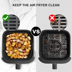 Square Silicone Air Fryer Liners 2 Pack, Compatible with Ninja AF141 181, 8.5 Inch Air Fryer Liners for COSORI 5-6.5 QT, Reusable Silicone Basket, Air Fryer Accessories image 4