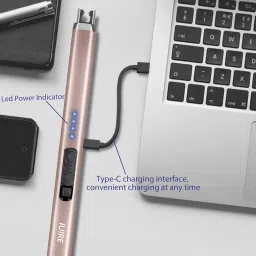 IUIRE Candle Lighters Electronic Arc Windproof Flameless USB Rechargeable Lighter (2 Pack - Black&Rose Gold) image 1