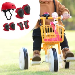 ECOMISTIQ®7Pcs Kids Bike Helmet Protection Gear Set Guards for Longboard Rollerblading Red|Sporting Goods | Cycling | Helmets & Protective Gear | Helmets image 1