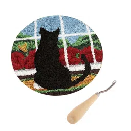 CALANDIS™ Latch Hook Kits DIY Cat Carpet Embroidery Cushion with Wooden Crochet Hook | Latch Hooking Kits | Latch Hooking | Rug Making | Needlecrafts & Yarn image 2