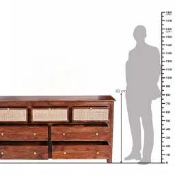 FROM SHEKHAWATI Handcrafted Sheesham Wood Dresser with Cane Detailing image 1