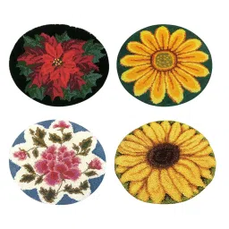 CLUB BOLLYWOOD The Style Sutra 4 Sets Latch Hook Kits for Beginners Flowers Carpet Rug Cushion Embroidery|Crafts | Needlecrafts & Yarn | Rug Making | Latch Hooking image 4