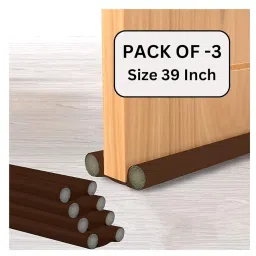 39 Inch Door Bottom Gap Filler Strip, Stop Outside Dust, Hot Air, Insects, Water, Use in Wooden, Steel, Fiber, Plastic Doors 20mm Thickness Brown Pack of 3 image 1
