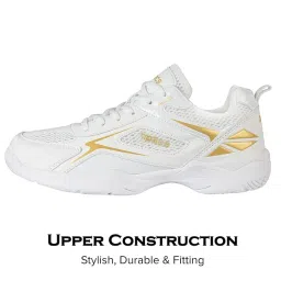 apacs Champ 259 (CC 259) Non-Marking Professional Badminton Shoes | Ideal for Indoor Games (Badminton, Tennis, Volleyball, Squash) Durable | Super Stable | Hi-Comfy Badminton Shoe White Gold (UK 7) image 2