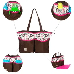 Mee Mee Nursing Diapers Bag |Adjustable Strap,Water&Stain Resistant BackPack |Spacious Bag With Multi Pockets for Keeping Milk Bottle With Diaper Changing Mat |All Baby Essentials In1 Bag (Brown) image 2