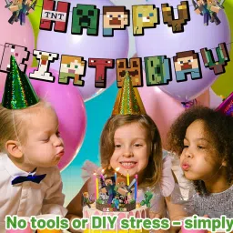 37Pcs Gaming Birthday Decorations, Happy Birthday Banner, Cake Toppers, for Boys Home Game Party Balloons, Cake Toppers, Hanging Swirls for Kids Baby Shower Game Theme Party Supplies image 5