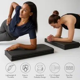 Permo Origami Fitness Mat, 12mm Foldable High Density TPE Multi-Purpose Yoga Mat with Carry Strap, Workout Mat With Non-Slip Surface,Portable & Lightweight for Excercise,Stretching, Pilates Men Women image 2