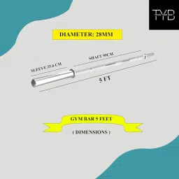 TYB - TRAIN YOUR BODY Steel Home Gym Set with 5Ft Straight (28mm), 3Ft Curl (28mm), Dumbbell Rods, Home Gym Equipment, Steel Weight Plates Combo (10kg Set (2.5X4)) image 2