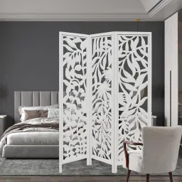Partition King Wooden Room Partition |Wooden Room Divider for Living Room |Room Separator Room Divider Screen Separator Panel for Home (6 Feet 3 Panel White) image 1