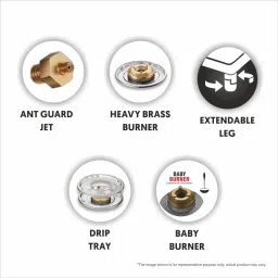 Preethi Blu-Flame Stainless Steel Jumbo Max Glass Top LPG Gas Stove with 4 Burner (Multicolour) (ISI Certified), Standard, GTS 118 Open image 2