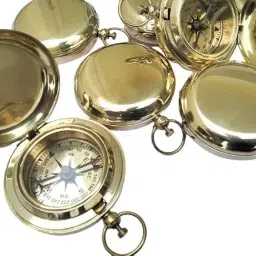 Brass Pocket Push Button Compass Solid Brass Compass Vintage Magnetic Compass Set of 6 Nautical Push Button Compass image 3