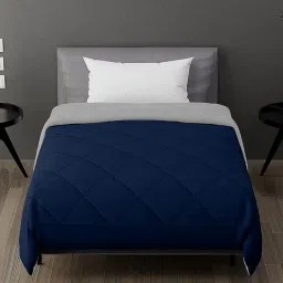 AEROHAVEN 220 GSM Microfiber All-Weather Solid Single Size Bed Reversible Comforter AC Quilt Blanket - (Single, Royal Blue and Ash Grey) image 1