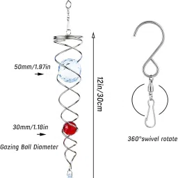 PINK PARI (LABEL) Unique Metal Large/Big Elegant Window Hanging Sprial Tail Decor,Wind Spinner with Glass Beads,Wind Bell Decoration for interiors Stylish Friends, Family, Kids image 2