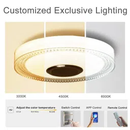 Ceiling Light with Bluetooth Speaker, 3000K-6500K 2100LM RGB Colors Changing, 18W LED Music dimmable Ceiling Fixture, Smartphone APP+Remote Control, Flush Mount Ceiling Lights for Kid Room, Bathroom… image 2