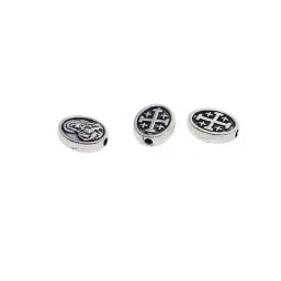 VELURA 2x50 Pieces Tibetan Silver Alloy Mary Cross Oval Spacer Beads Charms Jewelry| Beads & Jewelry Making | 50 Pieces Alloy Spacer Beads(2 Pack) image 5