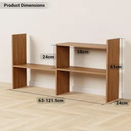 Lukzer Adjustable Engineered Wood Bookshelf Storage Rack | Multipurpose DIY Display Stand for Living Room, Bedroom, Office | Brown Oak Finish | 121x61x24cm | MR-011 image 1