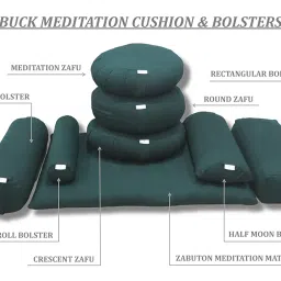NutriBuck® Buckwheat Round ZAFU Meditation Cushion Filled with Buckwheat Hulls (Dark Green) image 3