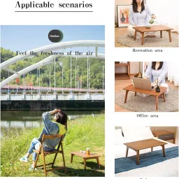 Craftsline Solid Sheesham Wood Foldable Small Table - Foldable Floor Desk (66X38X28 Cm), Brown image 5