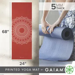 Gaiam Yoga Mat Premium Print Non-Slip Exercise & Fitness Mat for All Types of Yoga, Pilates & Floor Workouts, Sunburnt Marrakesh, 5mm image 2