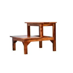 Solid Sheesham Wood Stool for Kitchen | Wooden 2 Step Stool | Foot Rest Stool for Living Room | Rosewood Stepping Footstool/Foot Stool | | Multipurpos Two-Step Stool for Home | Teak Finish image 4