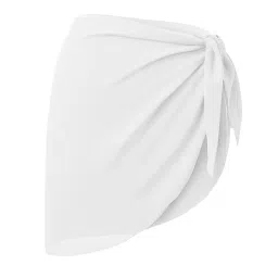 elbme Chiffon Cover Up Solid Womens Summer Bathing Suit Bottom Short Skirt 50Cmx140Cm White image 4