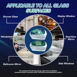 Water Repellent & Anti-Fog Sponge Wipes for Car Windshield Glass - Windshield Glass Water Repellent Defogging Agent with Applicator - Prevents Fogging for Windows, Mirrors, Glasses - Pack of 2 image 3