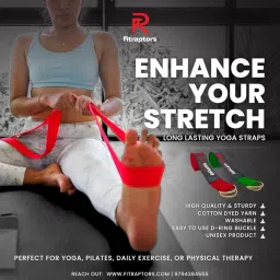 FitRaptors Yoga Belt/Strap (8feet) for Stretching Yoga Pilates Physical Therapy gym workout and to relax muscle soreness with Extra Safe Adjustable D Ring Buckle (Green) image 1