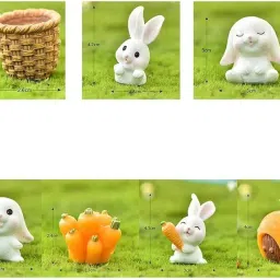 SATYAM KRAFT 1 Set (6 Pieces) Rabbit Miniature Figurines | Decorative Showpiece | Gift for Him/Her, Mother's Day, Home, Bedroom, Living Room,Table, Car Dashboard| Unique Festive Decor image 2