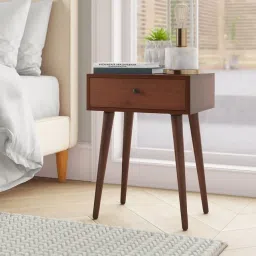 Wooden Bedside Table, Nighstand with Solid Wood Legs for Bedroom, Classic Lamp Stand or Sofa Side Table with 1 Storage Drawer for Living Room and Offices image 3