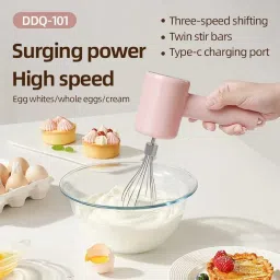 Wireless Electric Hand Mixer, 3-Speed USB Rechargeable Hand Blender for Baby Food, Portable Electric Whisk Cordless Mini Handheld Mixer for Egg Beater, Cake, Baking & Cooking image 2