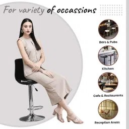 GOYALSON Classic Height Adjustable and Revolving Bar Stool Kitchen Chair (Black, Standard) image 3