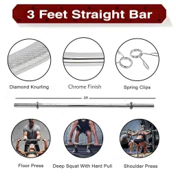 BULLAR Home Gym Set, 8kg to 20kg with 3 Straight Rod and 2 Dumbbell Rods, Gym Combo, and Home Workout Equipments with PVC Weights Plates (20 KG Set) image 1