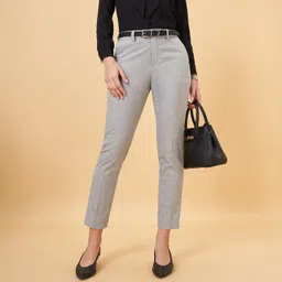annabelle by pantaloons Women Regular Fit Grey Polyester Trousers-picture-21