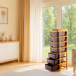 maxtid 7 Layer Brown Nakoda Plastic Cosmetic&Make-up Organizer Drawer Standing Cabinet Storage Box image 5