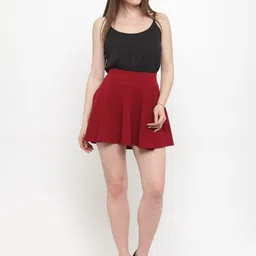 mehrang Women Solid Flared Maroon Skirt image 5